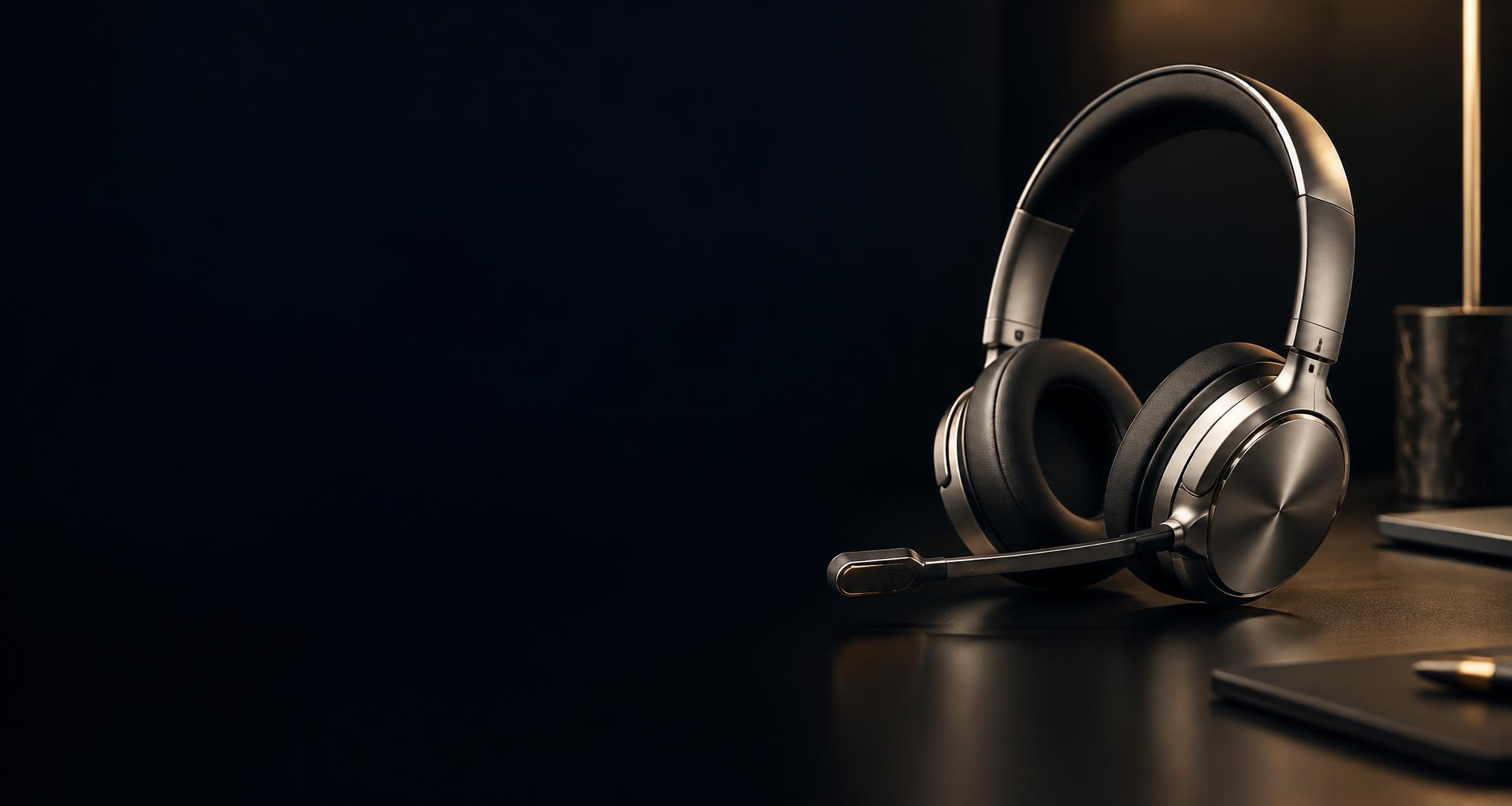 Casque d’accueil téléphonique sur un bureau